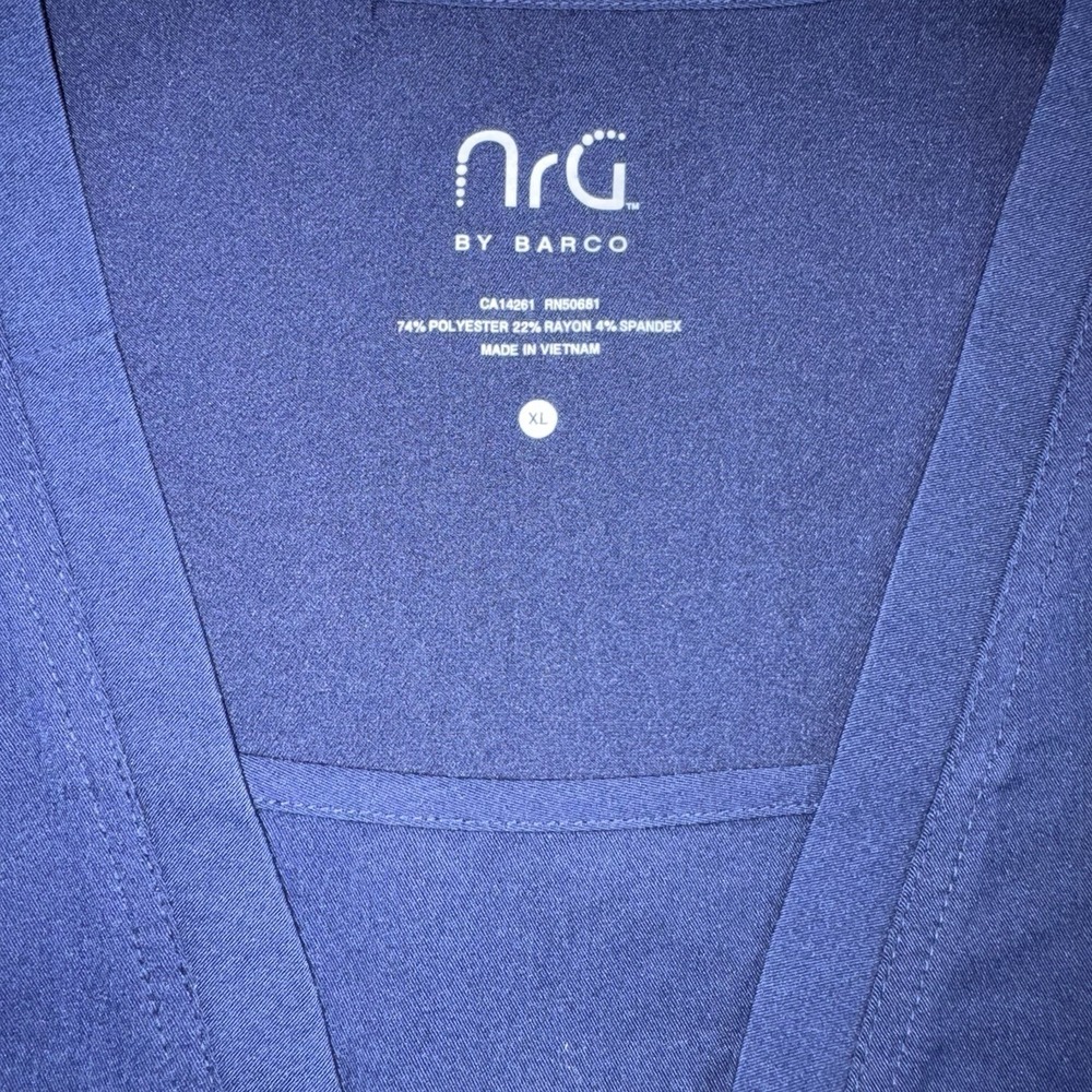 NRG By Barco Women's Scrub Top Navy Blue Size XL V Neck - Picture 2 of 8